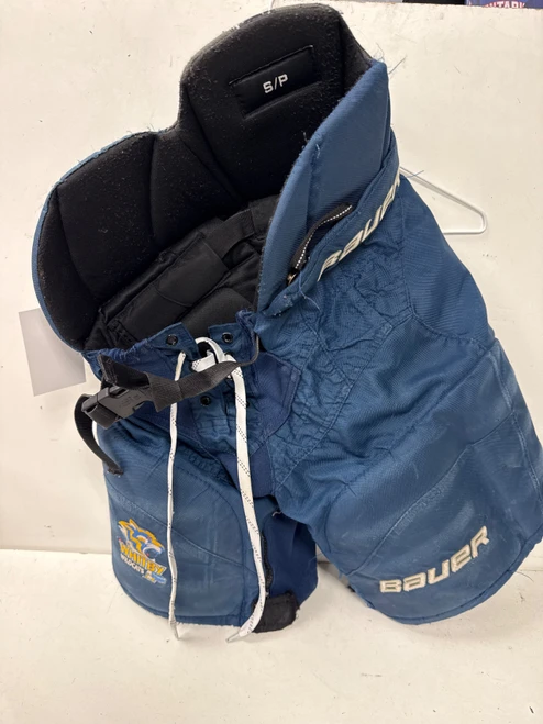 Vist Large View of Product Image Which is Used Bauer NEXUS WMHA RIPPED BELT Junior Pant Navy Blue SM (new= $190)