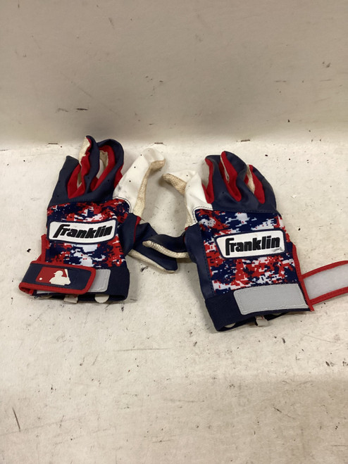 Vist Large View of Product Image Which is Used Franklin BB/SB Batting Gloves White/Royal/Red SM