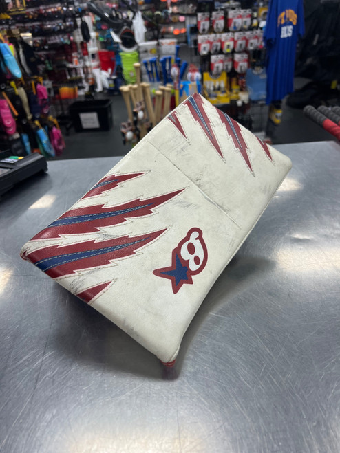 Vist Large View of Product Image Which is Used Brians H-SERIES Youth Goalie Blocker White And Red