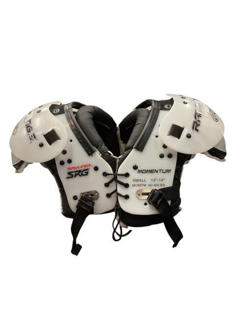 Vist Large View of Product Image Which is Used Rawlings SRG MOMENTUM YTH SM SP FB Shoulder Pads White SM