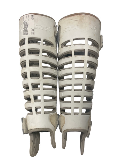 Vist Large View of Product Image Which is Used STX SHIN GUARDS Lacrosse Shin Guards White Senior