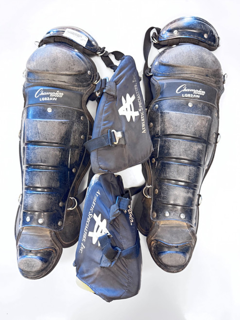 Vist Large View of Product Image Which is Used Champion Sports LG82AW Catchers Leg Guards Black Adult