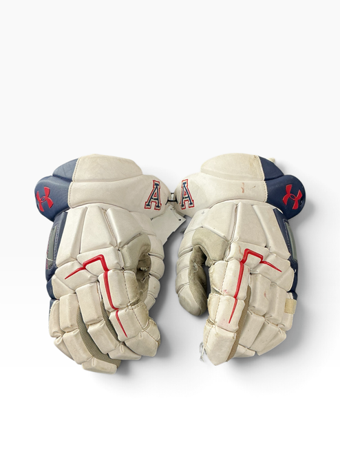 Vist Large View of Product Image Which is Used Under Armour COMMAND PRO Lacrosse Gloves Mens White 12"