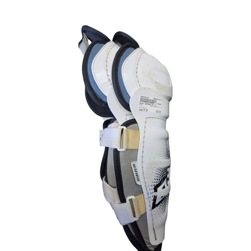 Vist Large View of Product Image Which is Used Bauer SUPREME SG 14 Senior Shin Guards White 14"
