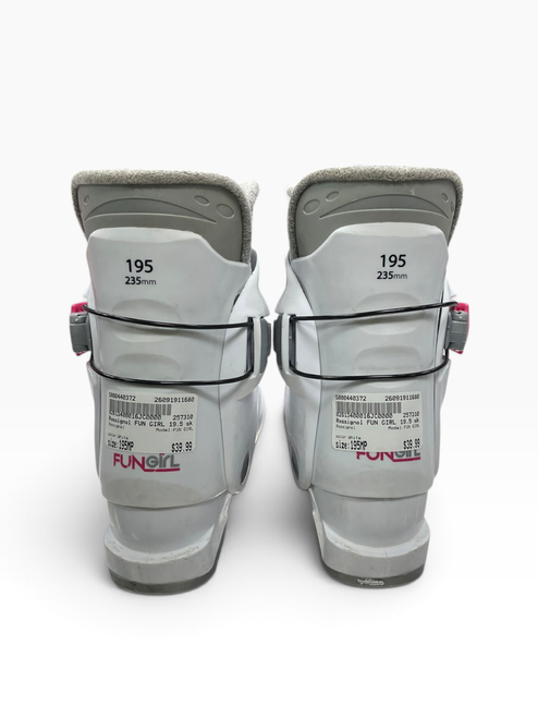 Vist Large View of Product Image Which is Used Rossignol FUN GIRL Girls DH Ski Boot White 195 MP - Y13