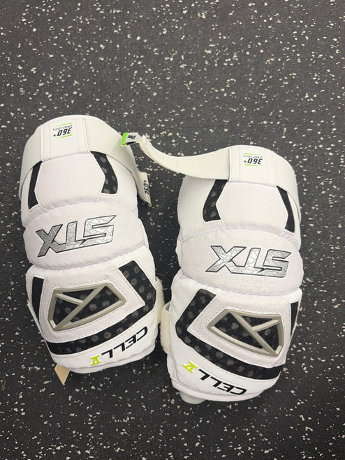 Vist Large View of Product Image Which is Used STX CELL V Lacrosse Arm Pads/Guards White MD