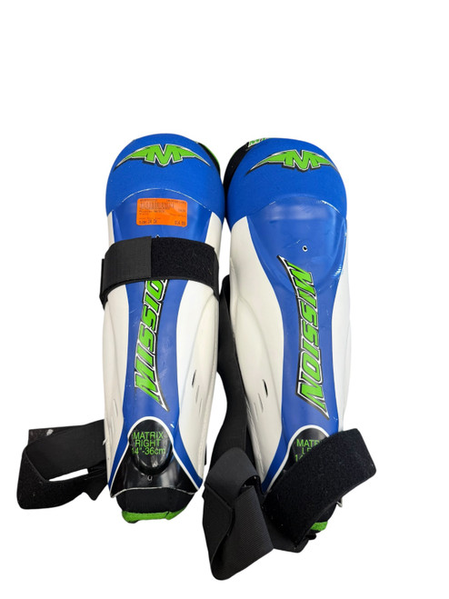 Vist Large View of Product Image Which is Used Mission MATRIX Senior Shin Guards Royal Blue 14"