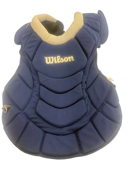 Vist Large View of Product Image Which is Used Wilson Catchers Chest Protector Navy Blue Youth