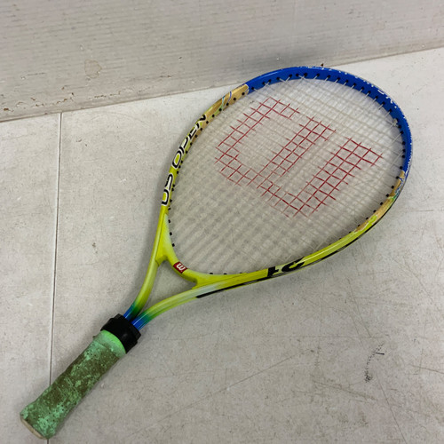 Vist Large View of Product Image Which is Used Wilson US OPEN 21 Adult Tennis Racquet Yellow 3 3/8"