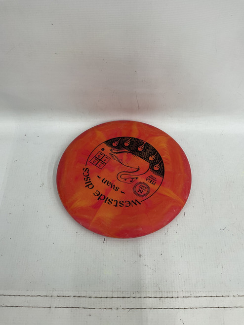 Vist Large View of Product Image Which is Used Westside SWAN Disc Golf Putter Orange