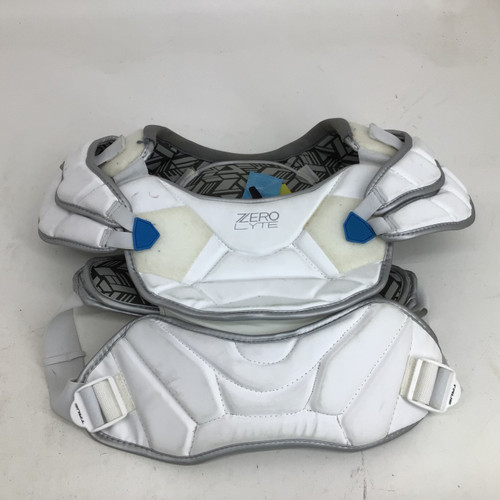 Vist Large View of Product Image Which is Used True ZERO LYTE SR LG SHOULDER PADS Lacrosse Shoulder Pads White LG