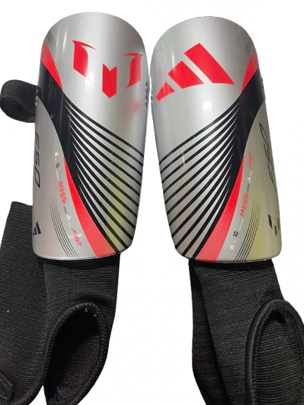 Vist Large View of Product Image Which is Used Adidas F50 MESSI JNR LG Soccer Shin Guards Junior Grey LG