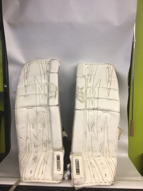 Vist Large View of Product Image Which is Used Brians S SERIES Goalie Leg Pads Senior White 36"