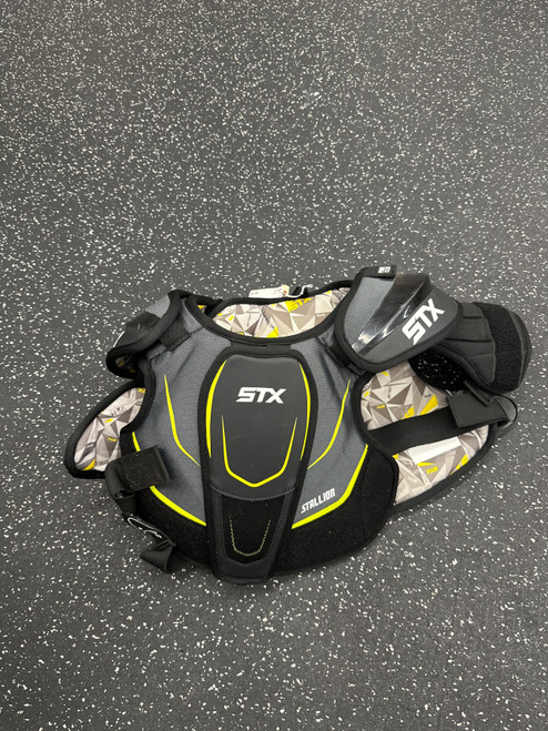 Vist Large View of Product Image Which is Used STX STALLION 200+ Lacrosse Shoulder Pads Black LG