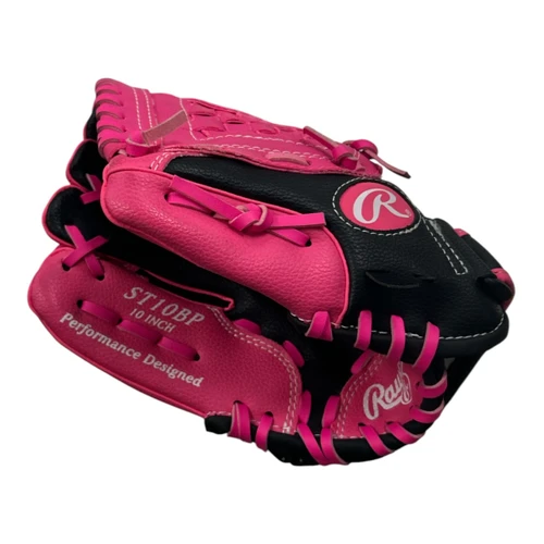 Vist Large View of Product Image Which is Used Rawlings ST10BP LHT GLOVE BB/SB Glove LH Throw Black And Pink 10"