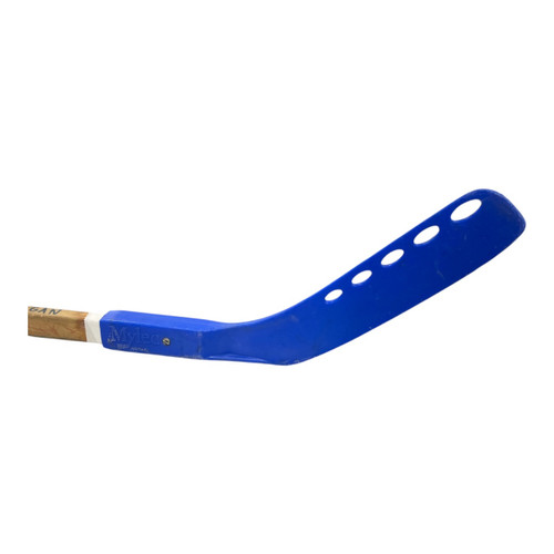 Vist Large View of Product Image Which is Used Mylec Jet-Flo Junior Wood Hockey Stick Right, blade view