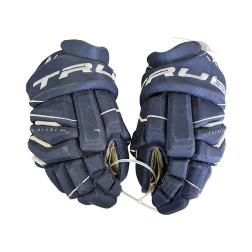 Vist Large View of Product Image Which is Used True CATALYST 5X GLOVES 12 Intermediate Gloves Navy Blue 12"