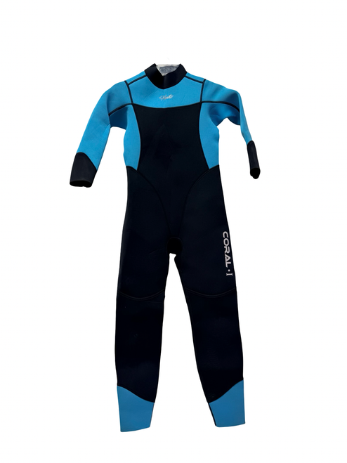Vist Large View of Product Image Which is Used HEVTO CORAL 1 Junior Full Suit / Wetsuit Black And Carolina Blue Size 14