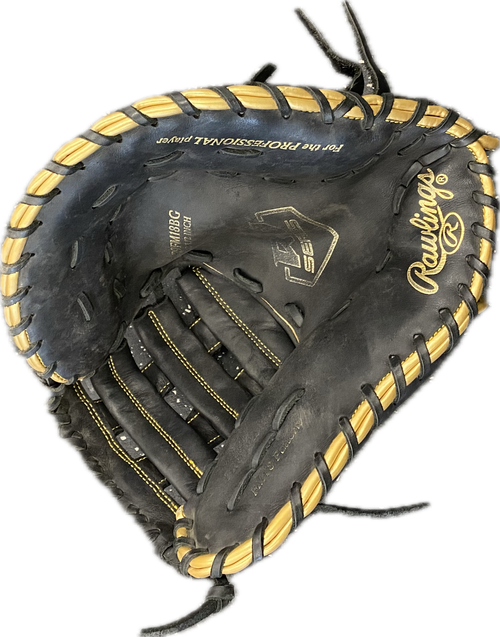 Vist Large View of Product Image Which is Used Rawlings R9FM18BG BB/SB First Base RH Throw Black 12 1/2"