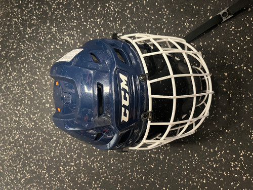 Vist Large View of Product Image Which is Used CCM TACKS 710 Helmet Cage Combo Navy Blue SM