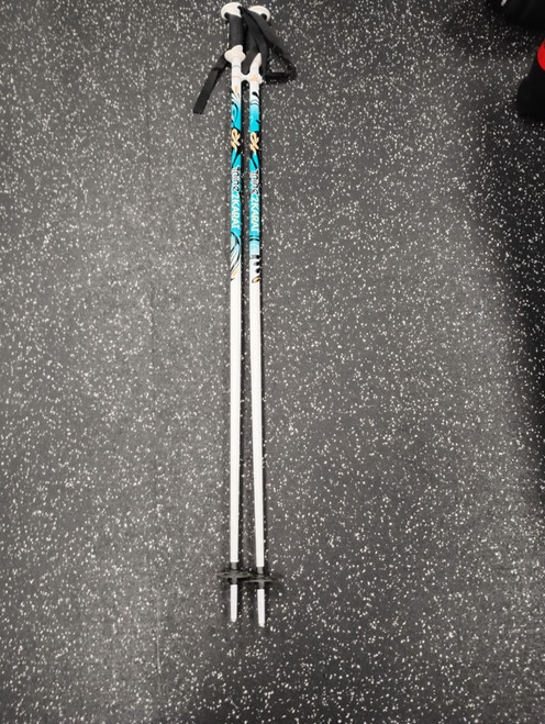 Vist Large View of Product Image Which is Used K2 NINE 2KARAT Womens DH Ski Pole White/Black/Royal 120 cm / 48 in