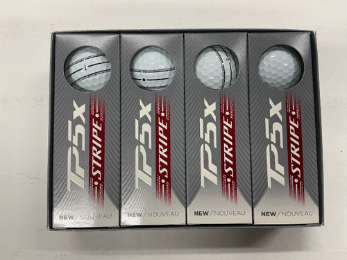 Vist Large View of Product Image Which is Used Taylormade TP5X STRIPE 12 Pack - Golf Balls