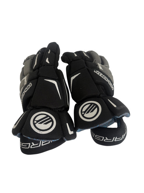 Vist Large View of Product Image Which is Used Maverik CHARGER Lacrosse Gloves Junior Black 10"