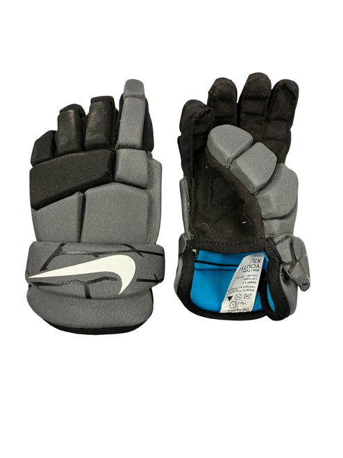 Vist Large View of Product Image Which is Used Nike LACROSSE GLOVES Lacrosse Gloves Junior Grey XS