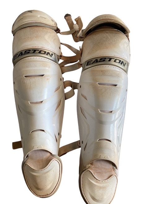 Vist Large View of Product Image Which is Used Easton EASTON SHIN GUARDS Catchers Leg Guards White Adult