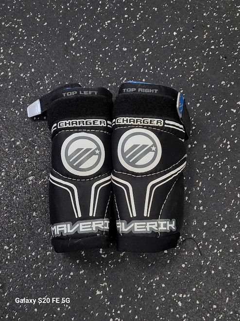 Vist Large View of Product Image Which is Used Maverik ELBOW CAPS Lacrosse Arm Pads/Guards Black SM