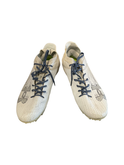 Vist Large View of Product Image Which is Used Under Armour Adult FB Cleats White Senior 11.5