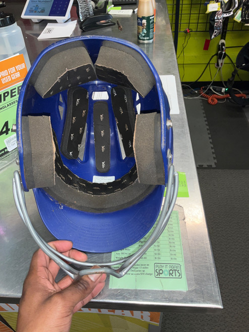 Vist Large View of Product Image Which is Used Victus MEDIUM YOUTH HELMET W-CAGE Batting Helmet w/Mask Royal Blue MD