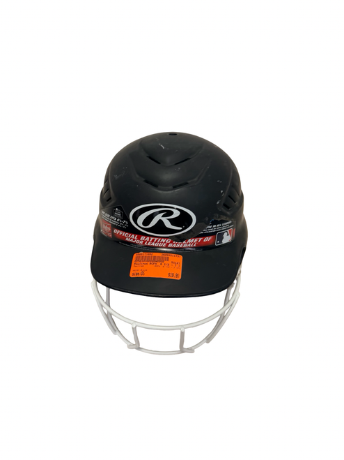 Vist Large View of Product Image Which is Used Rawlings RCFH  6 1/2 - 7 1/2 Softball Batting Helmet w/Mask Black