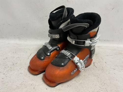 Vist Large View of Product Image Which is Used Salomon T2 Boys DH Ski Boot Orange 210 MP - J02
