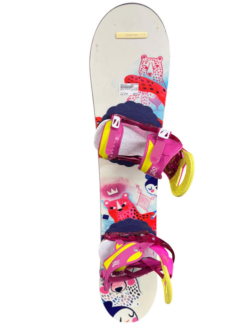 Vist Large View of Product Image Which is USED BURTON CHICKLET GIRLS COMPLETE SNOWBOARD W/BINDING 110CM