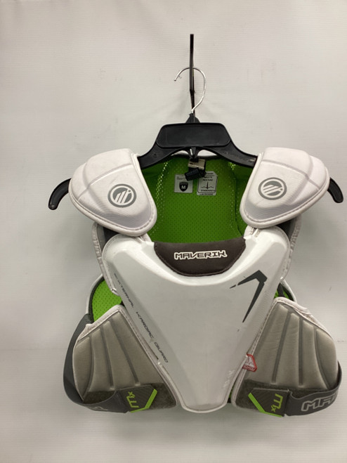 Vist Large View of Product Image Which is Used Maverik MX SHOULDERS Lacrosse Shoulder Pads White MD