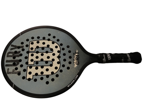 Vist Large View of Product Image Which is Used Wilson FURY TRUE GRIT PADEL RACKET Pickleball Racquet Black