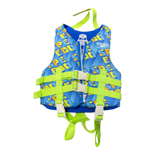 Vist Large View of Product Image Which is Used Speedo Child PFD Royal Blue And Lime Green Child 30-50