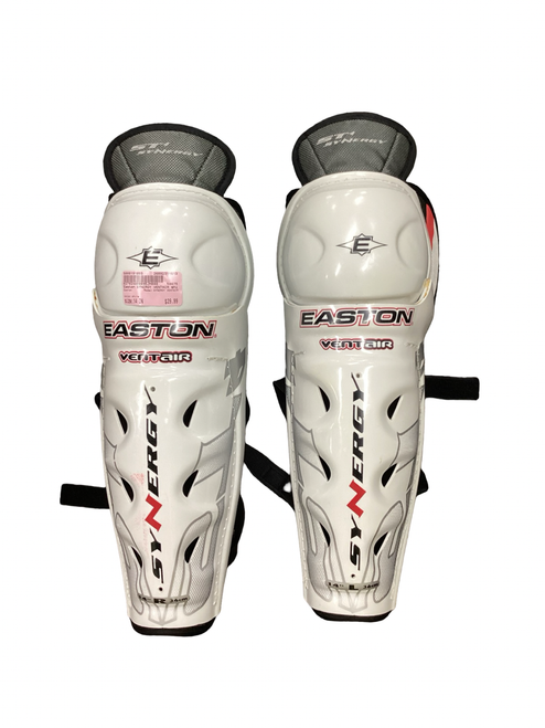Vist Large View of Product Image Which is Used Easton SYNERGY VENTAIR Senior Shin Guards White 14"