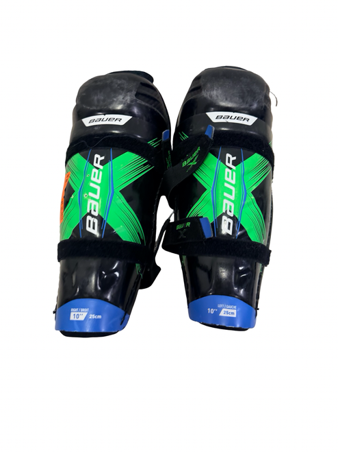 Vist Large View of Product Image Which is Used Bauer X Junior Hockey Shin Guards Black 10"