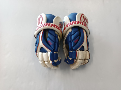 Vist Large View of Product Image Which is Used Warrior EVO Lacrosse Gloves Mens Royal Blue LG