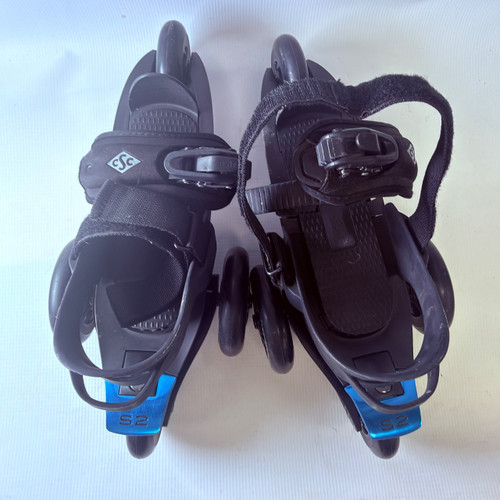Vist Large View of Product Image Which is Used CARDIFF Junior Roller Quad Skates Royal Blue Adjustable