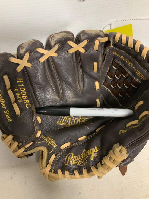 Vist Large View of Product Image Which is Used Rawlings H100BRC BB/SB Glove LH Throw Brown 10"