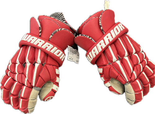 Vist Large View of Product Image Which is Used Warrior EVO Lacrosse Gloves Mens Red 12"