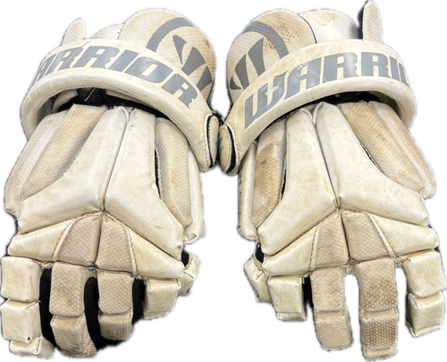 Vist Large View of Product Image Which is Used Warrior EVO Lacrosse Gloves Mens White 12"
