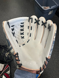 Vist Large View of Product Image Which is Used Rawlings REV207-18 RH Throw Fastpitch Gloves Grey 12 1/4"