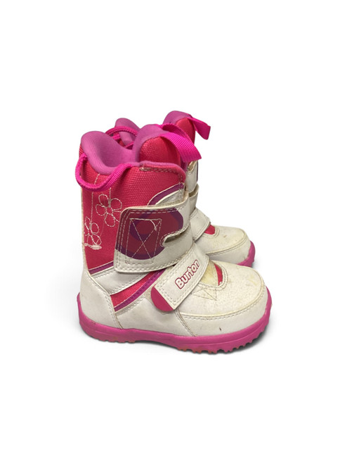 Vist Large View of Product Image Which is Used Burton GROM Girls Snowboard Boots White And Pink Youth 10.0