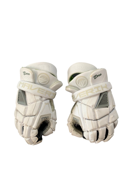 Vist Large View of Product Image Which is Used Maverik M5 13IN Lacrosse Gloves Mens White 13"