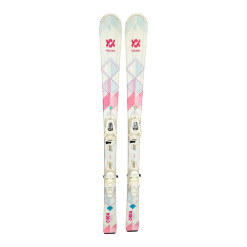 Vist Large View of Product Image Which is Used Volkl CHICA Girls DH Ski/Binding White 130 cm