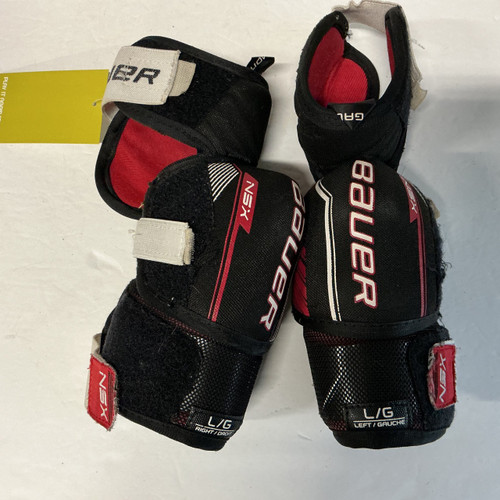Vist Large View of Product Image Which is Used Bauer NSX Junior Elbow Pads Black And Red LG